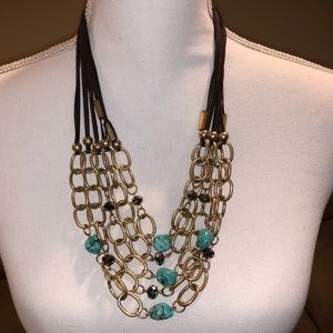 Layer brown & gold necklace